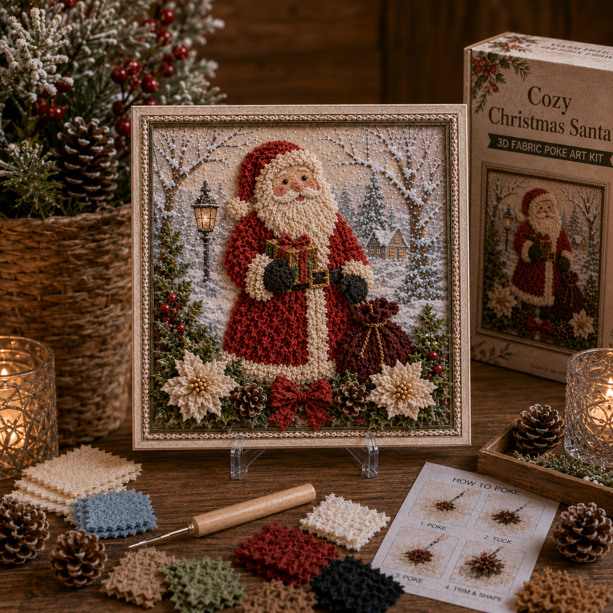 🎄🧵 Premium 3D Christmas Fabric Poke Art Kit