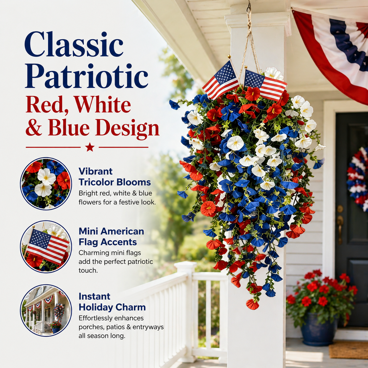 4th of July Decoration Tricolor Patriotic Artificial Flower-EASESTER