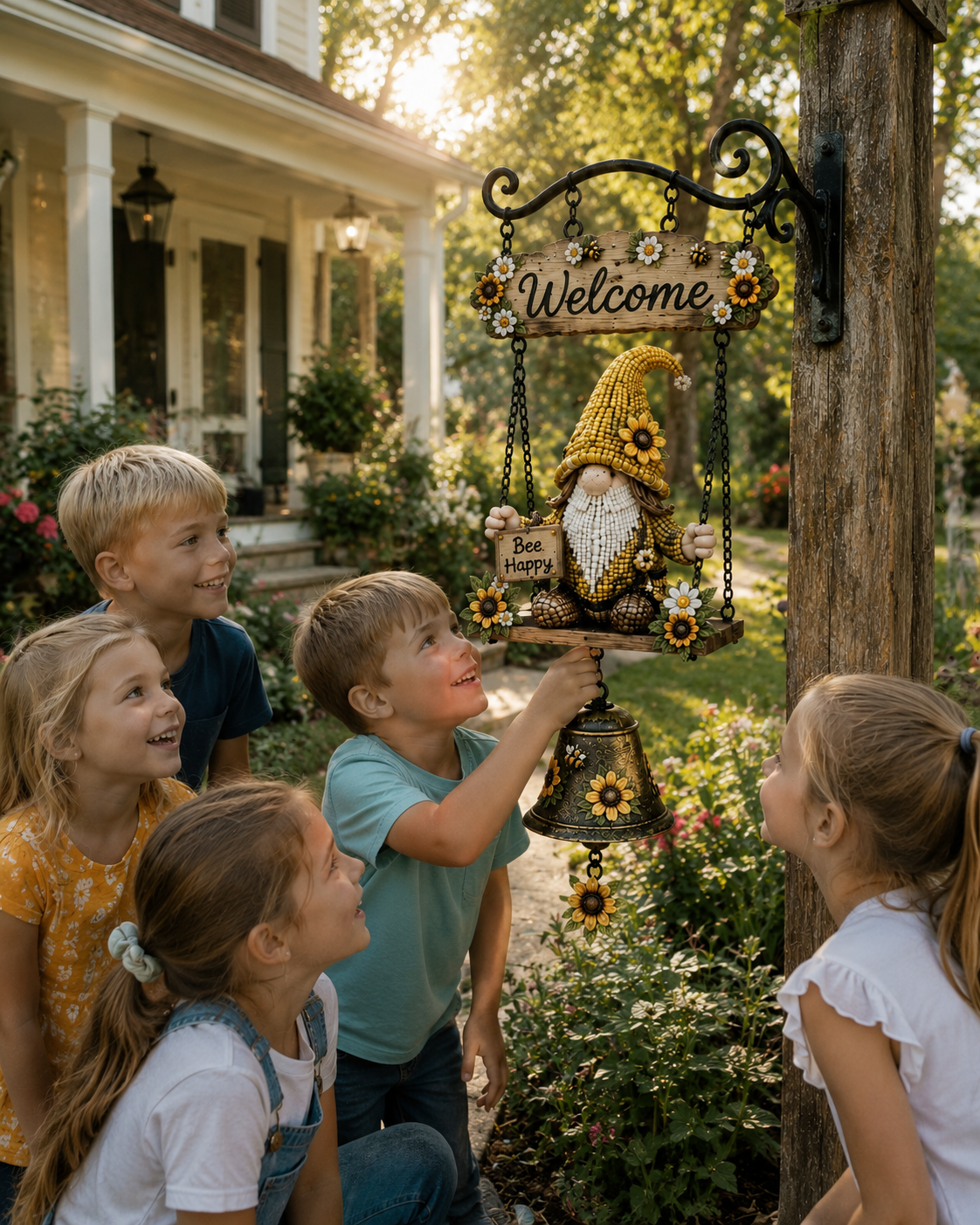 🇺🇸 Patriotic Gnome Welcome Bell – God Bless America Porch Decor