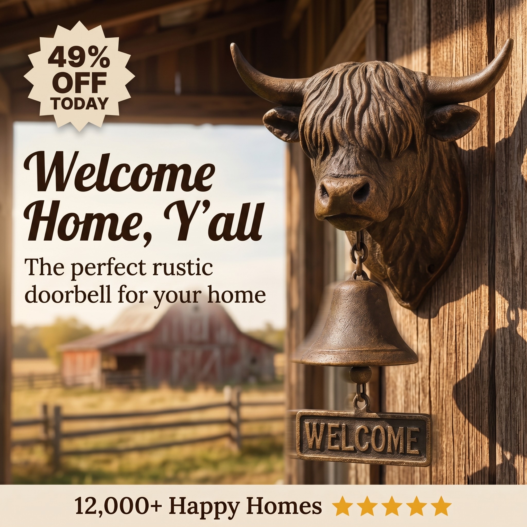 Mother's Day 49% OFF - Highland Cow Welcome Bell