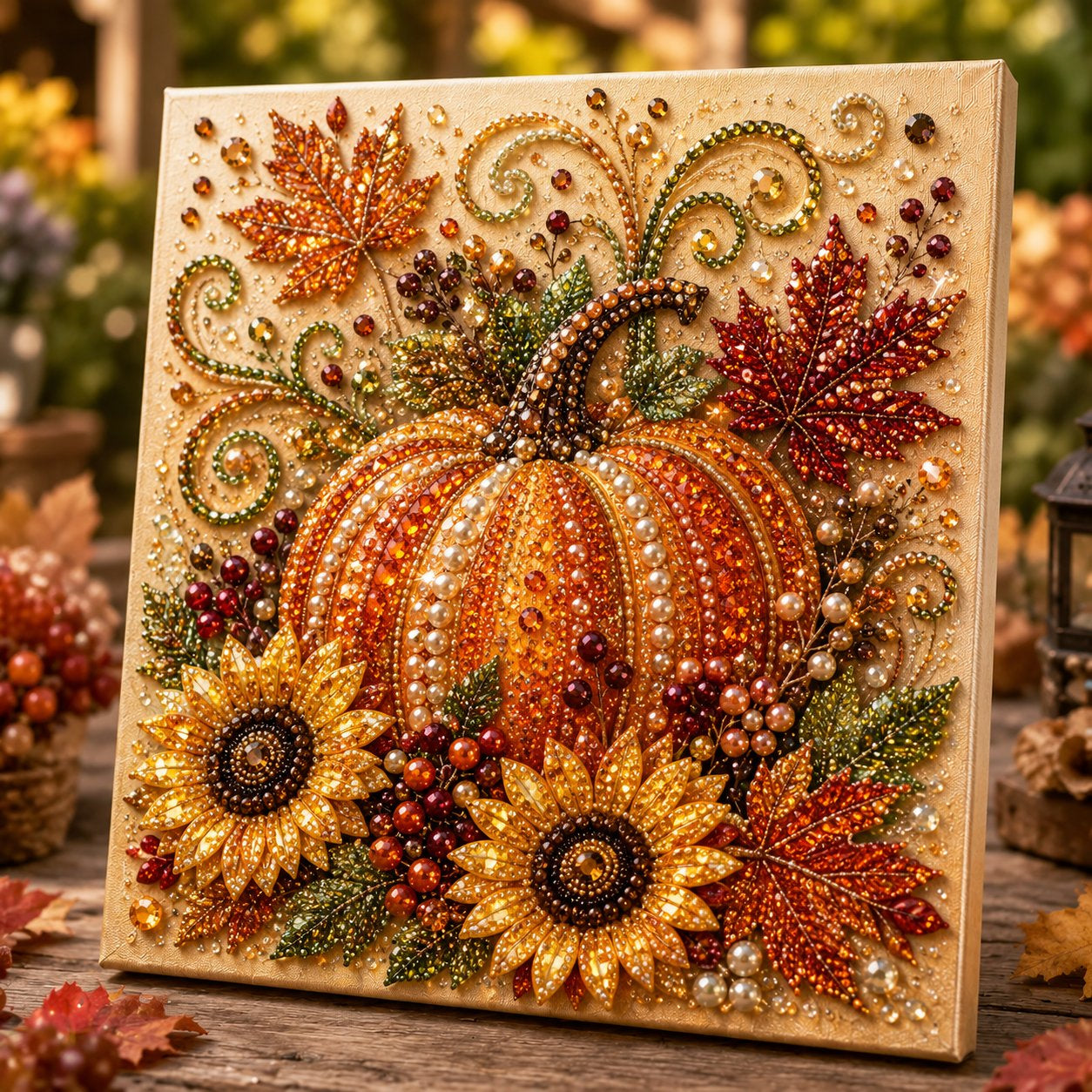Autumn Pearl Painting Kit – Relaxing DIY Craft to Create Sparkling Fall Artwork 