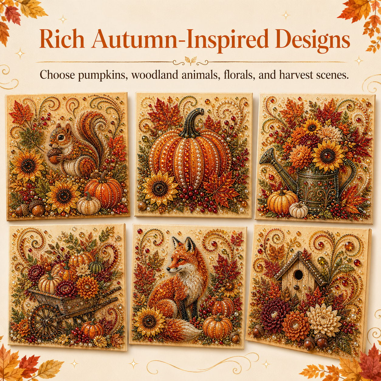 Autumn Pearl Painting Kit – Relaxing DIY Craft to Create Sparkling Fall Artwork 