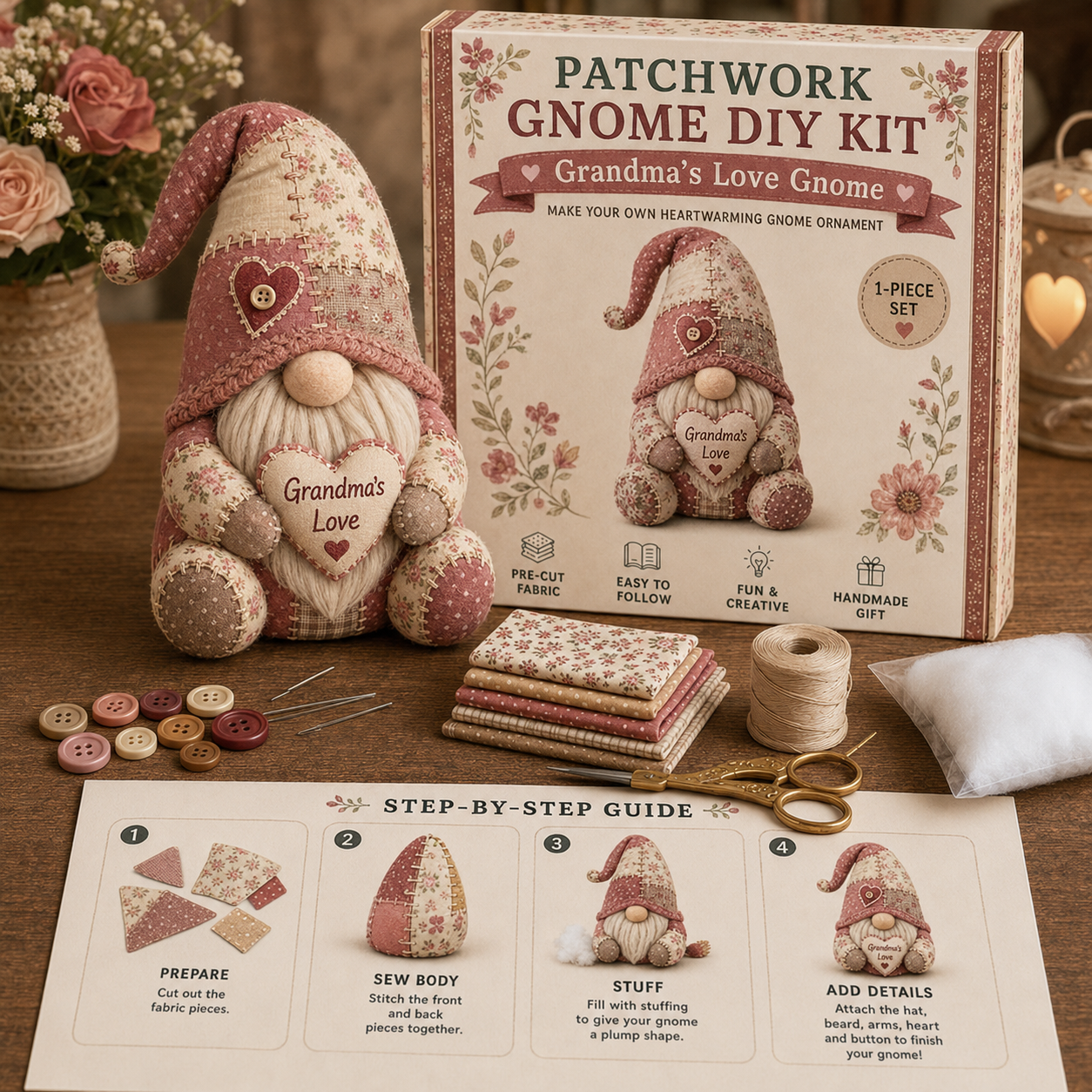 🧵DIY Patchwork Gnome Kit – Create Your Own Adorable Gnome ♂