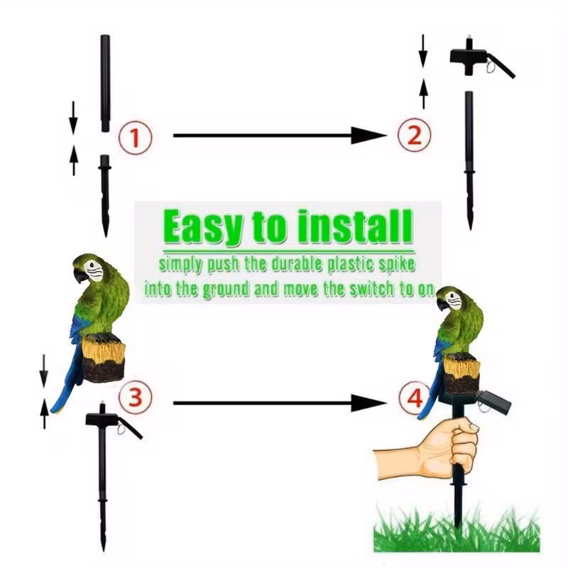solar powered parrot lights for the yard an atmosphere for patios and gardens villa decorations resin animal parrot style lawn ornaments inserted ground flower decoration statues suitable for all Product details 3