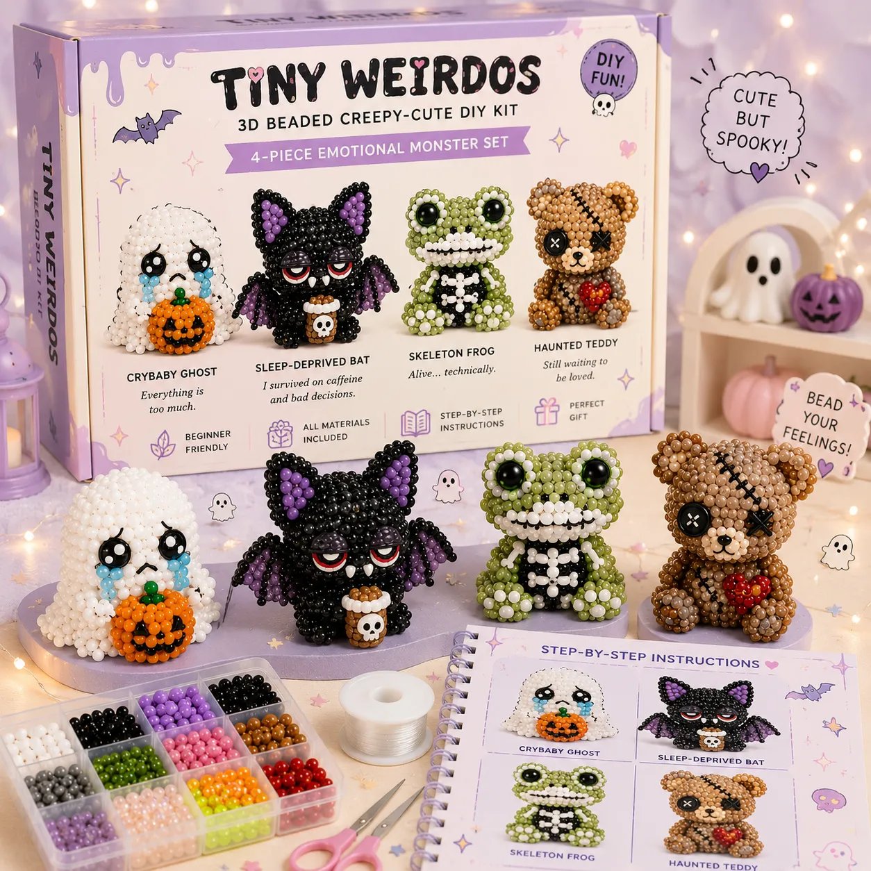 3D Beaded Creature DIY Kit Collection 🐉 Pick Your 4-Piece Set