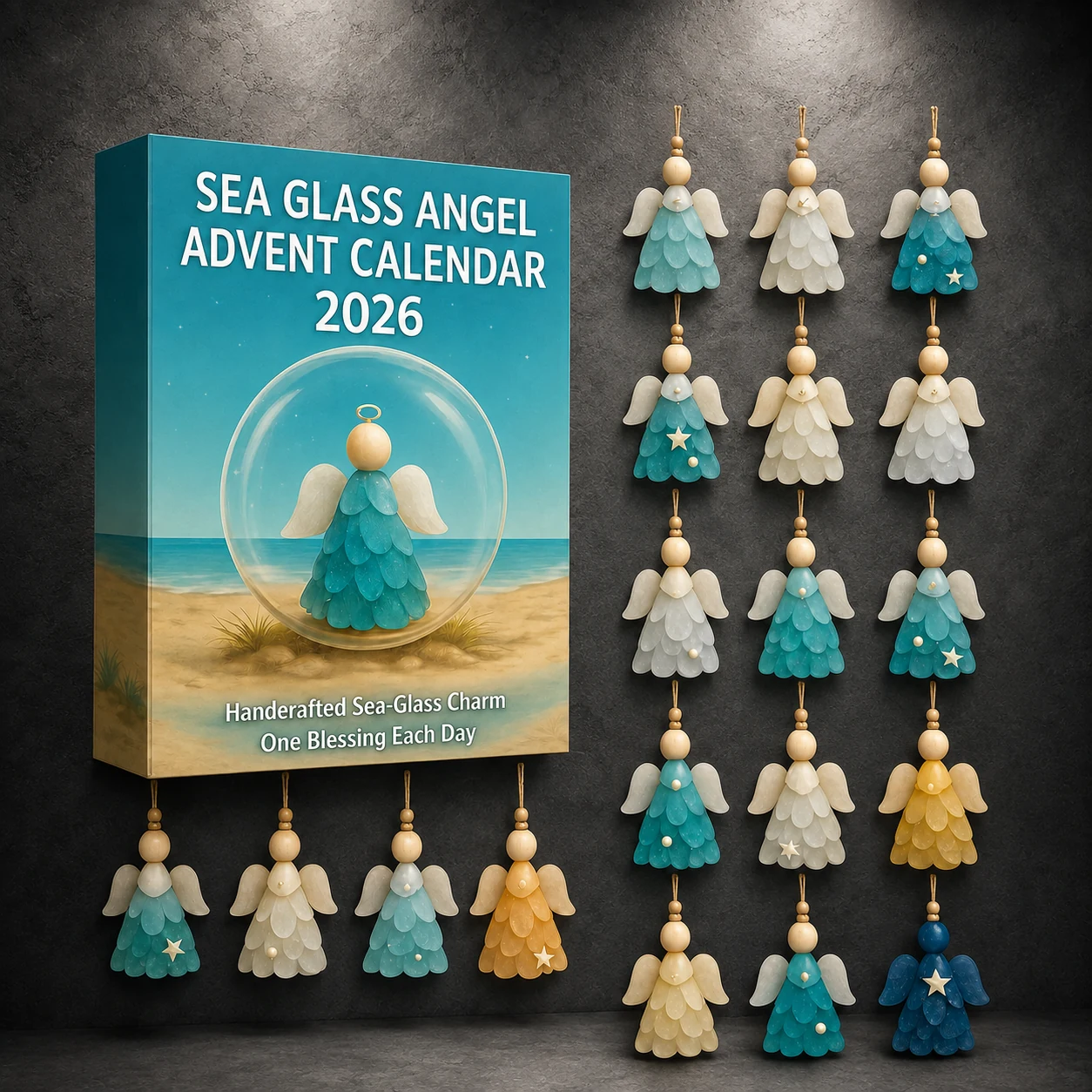 2026 Sea Glass Angel Advent Calendar - 24-Day Christmas Countdown