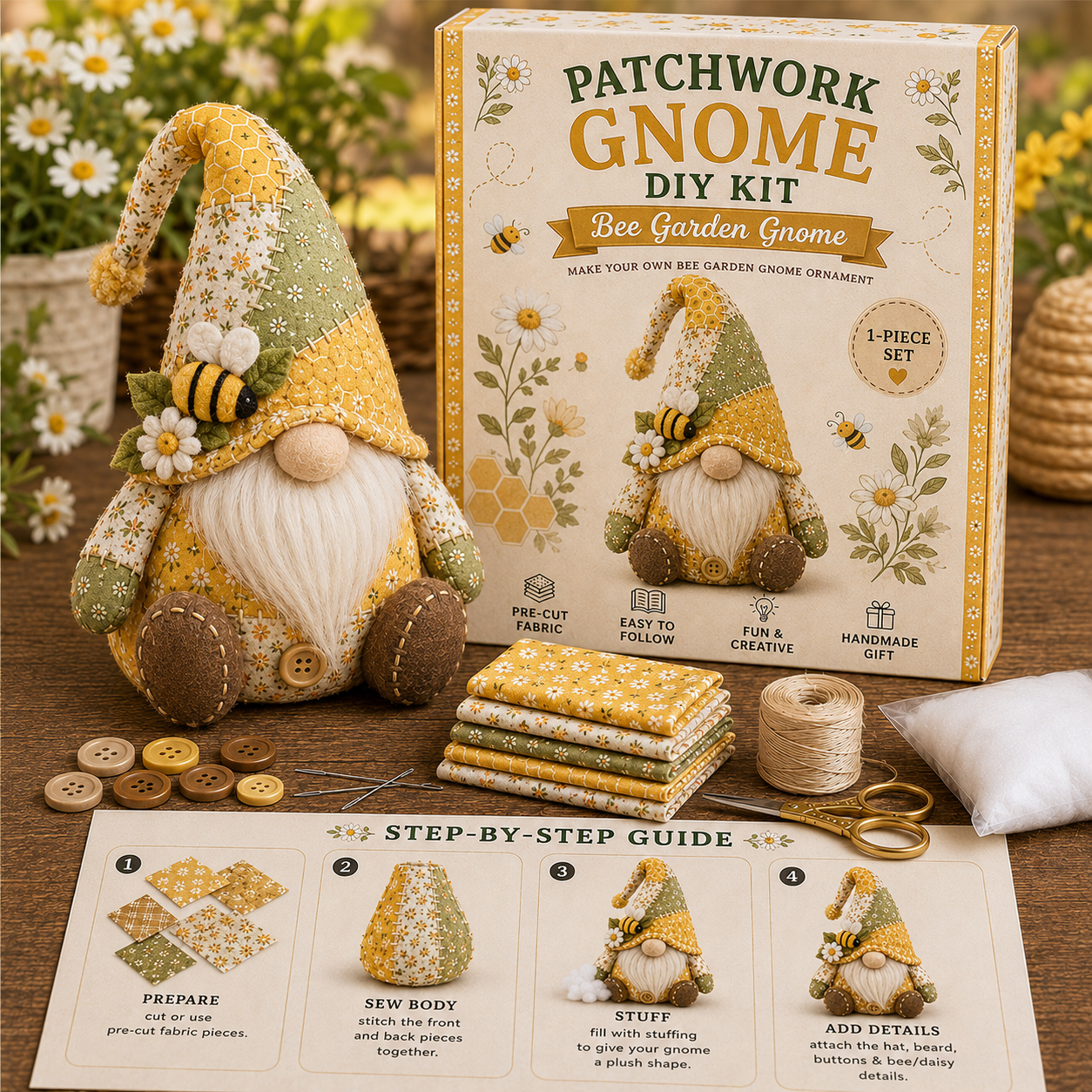 🧵DIY Patchwork Gnome Kit – Create Your Own Adorable Gnome ♂