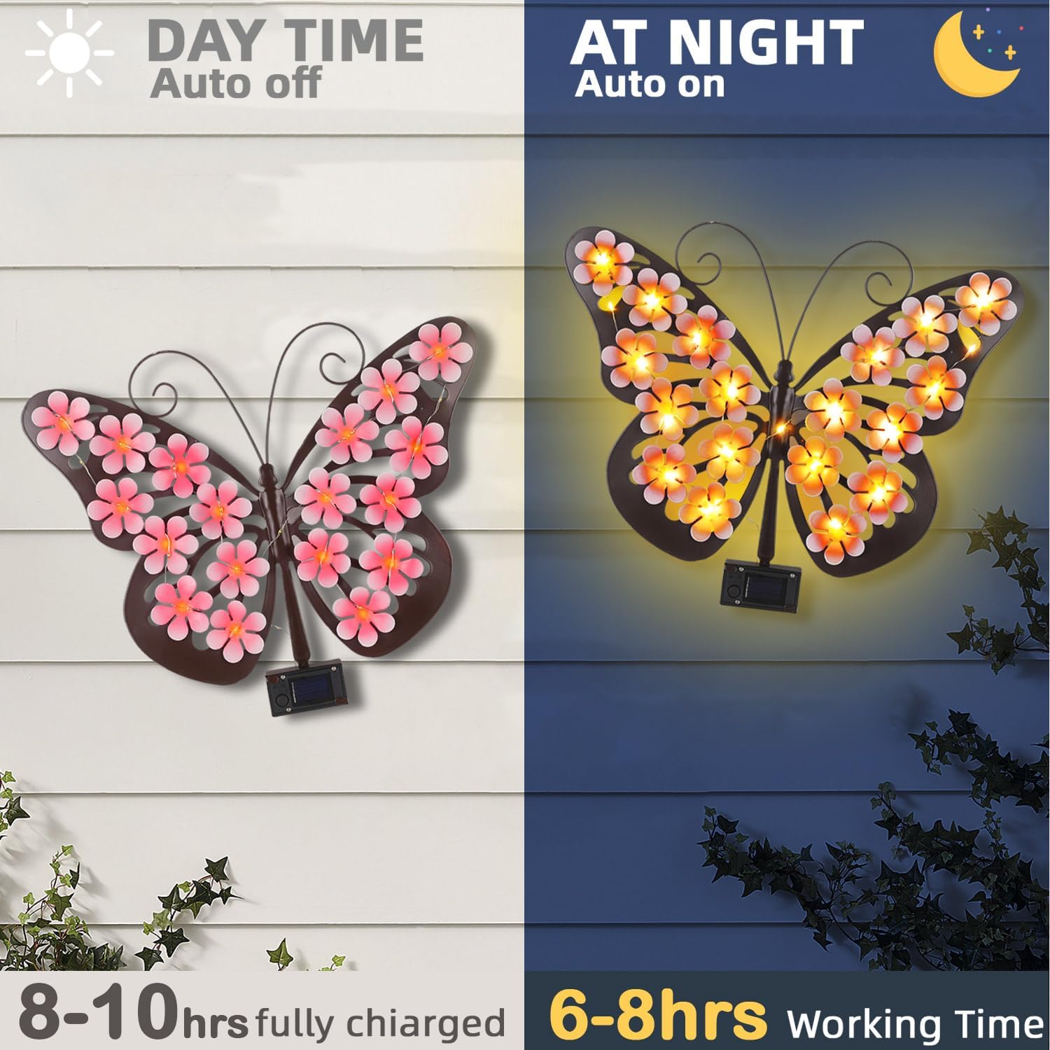 🔥Last Day 60% OFF🔥Solar Lights Outdoor Metal Butterfly Wall Decor