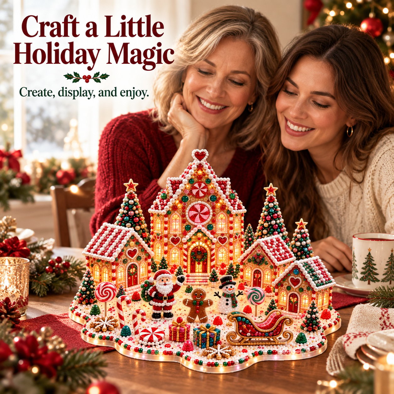 🎁 Last Day 70% OFF –Magical Christmas Village – DIY Rhinestone Set for Festive Table Decor