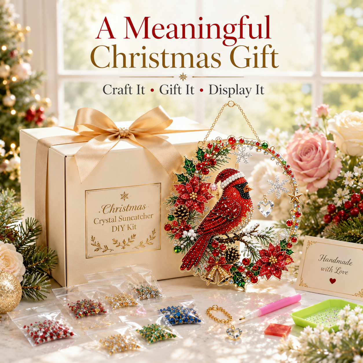 🧘Relaxing & Beginner-Friendly -💎Christmas Diamond Art Hanging Ornament Kit