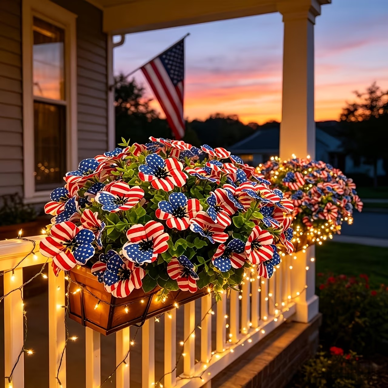 American Flag Faux Flower Bouquet - 12 Pcs-EASESTER