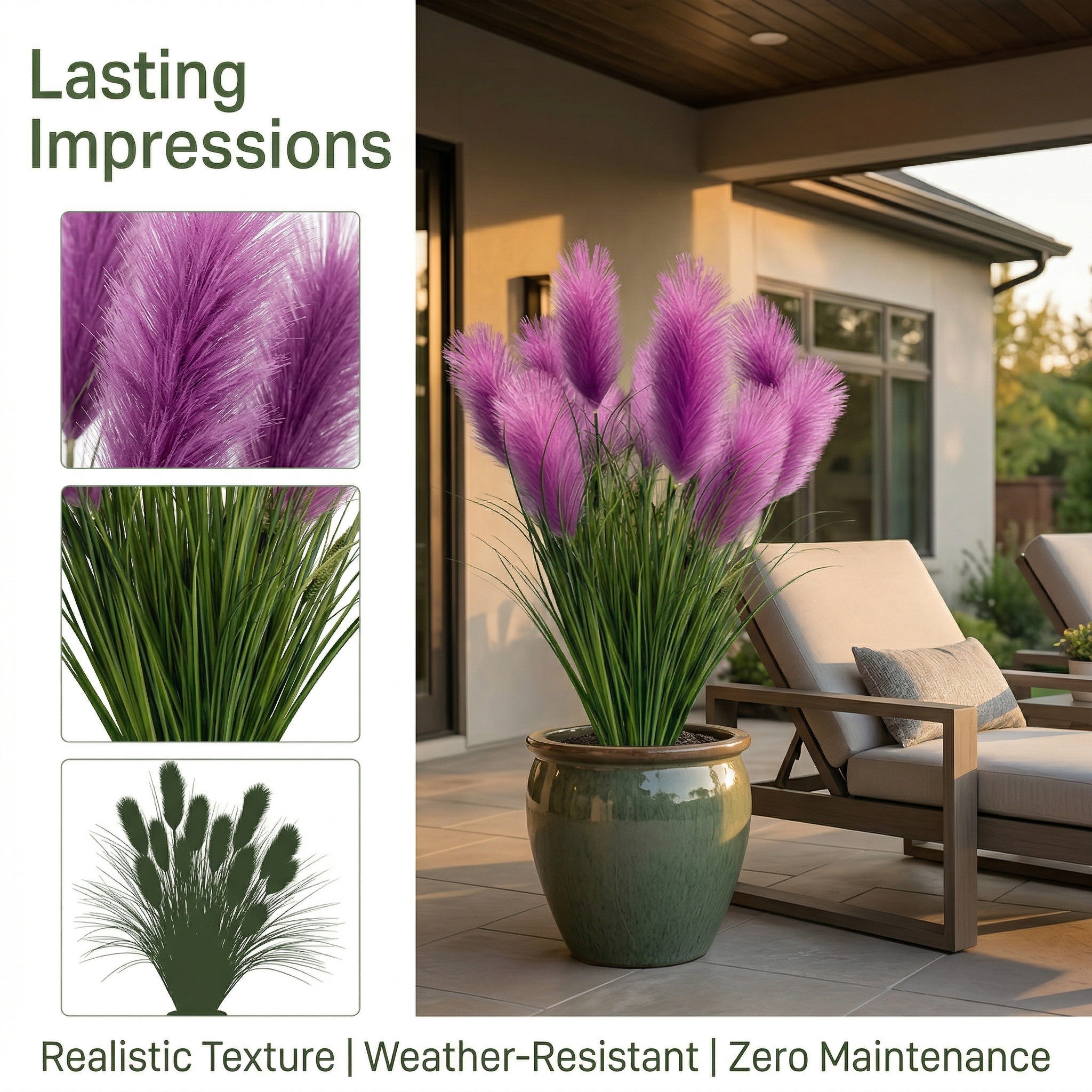 31.5 inches Tall Purple Pampas Grass Arrangement-EASESTER