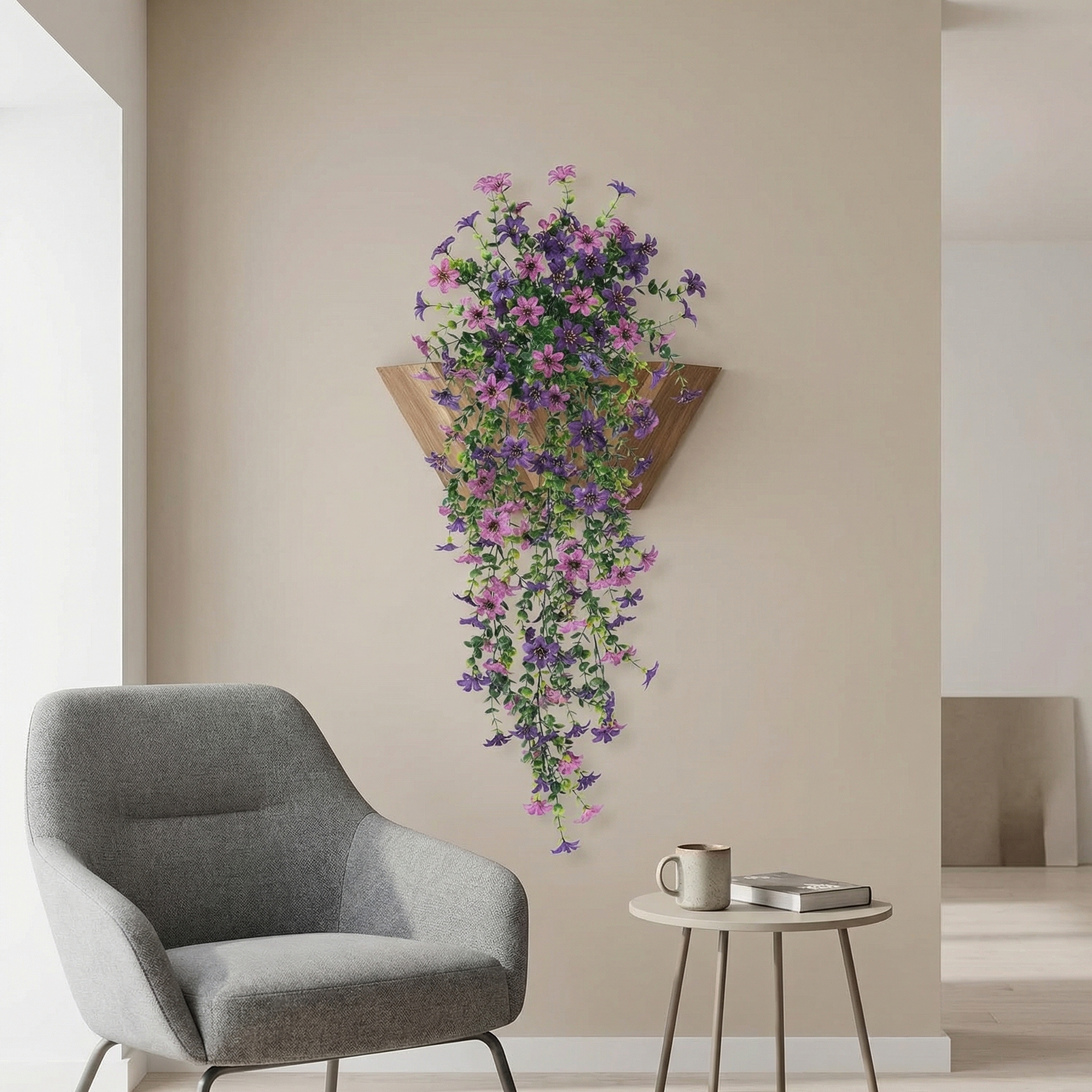 2 PCS Outdoor Cascading Daisy & Eucalyptus Florals – UV Resistant Hanging Faux Flower Bundles-EASESTER