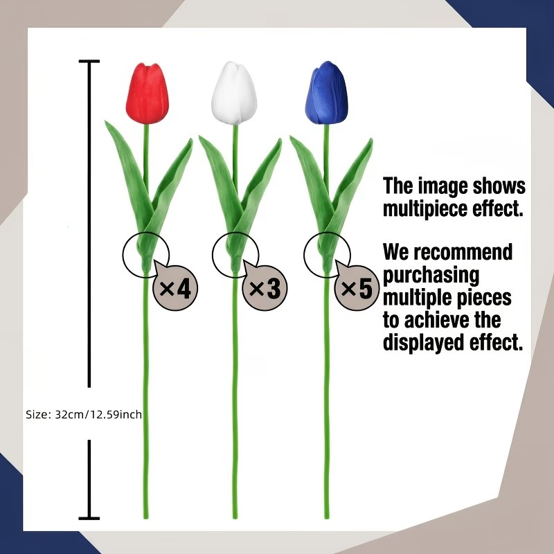 Red, White & Blue Artificial Tulips - 12 Bunches-EASESTER