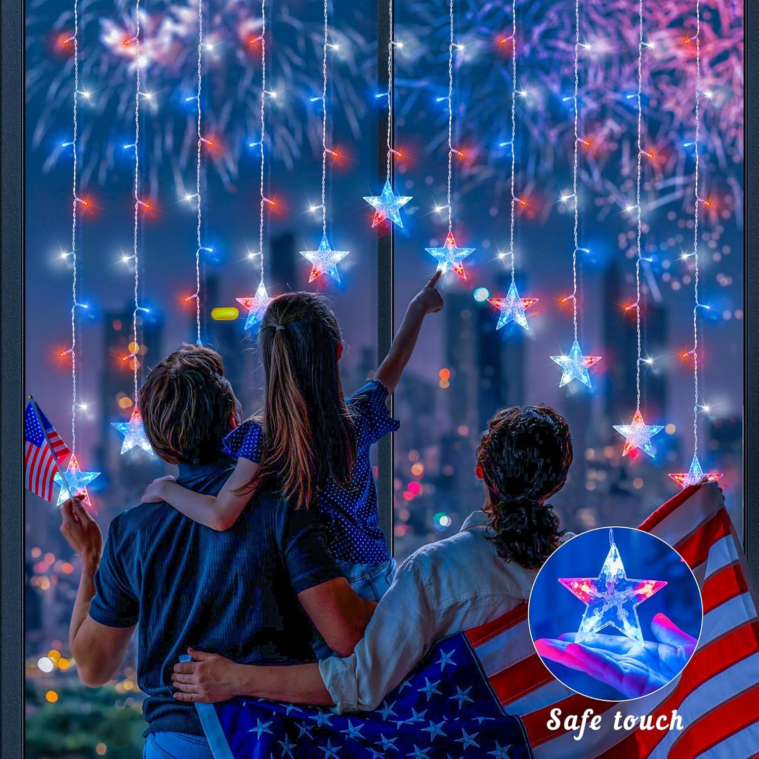 4th of July Patriotic Star Icicle Lights-EASESTER