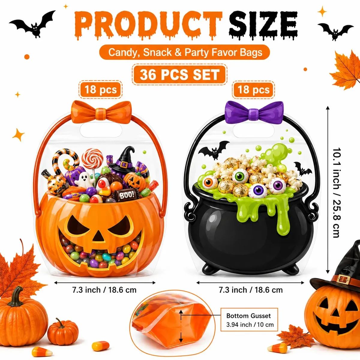 🎃Halloween Treat Bags Set for Trick or Treat Candy Party Favor Storage