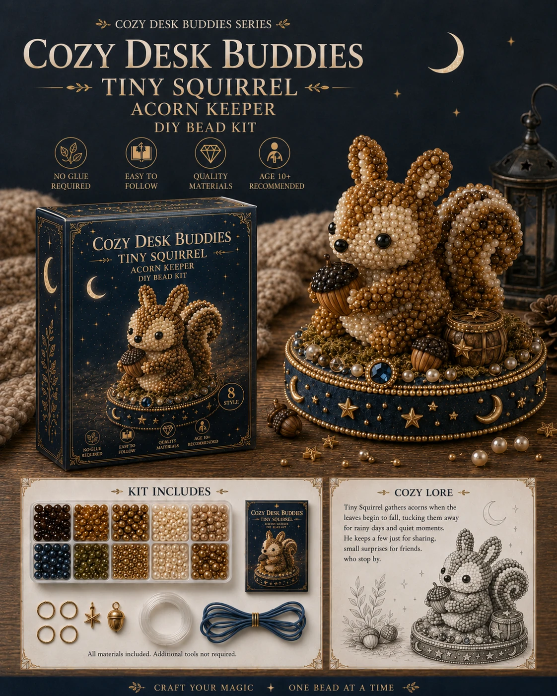 🧵 Cozy Desk Buddies DIY Bead Kit | Handmade Mini Desk Companion
