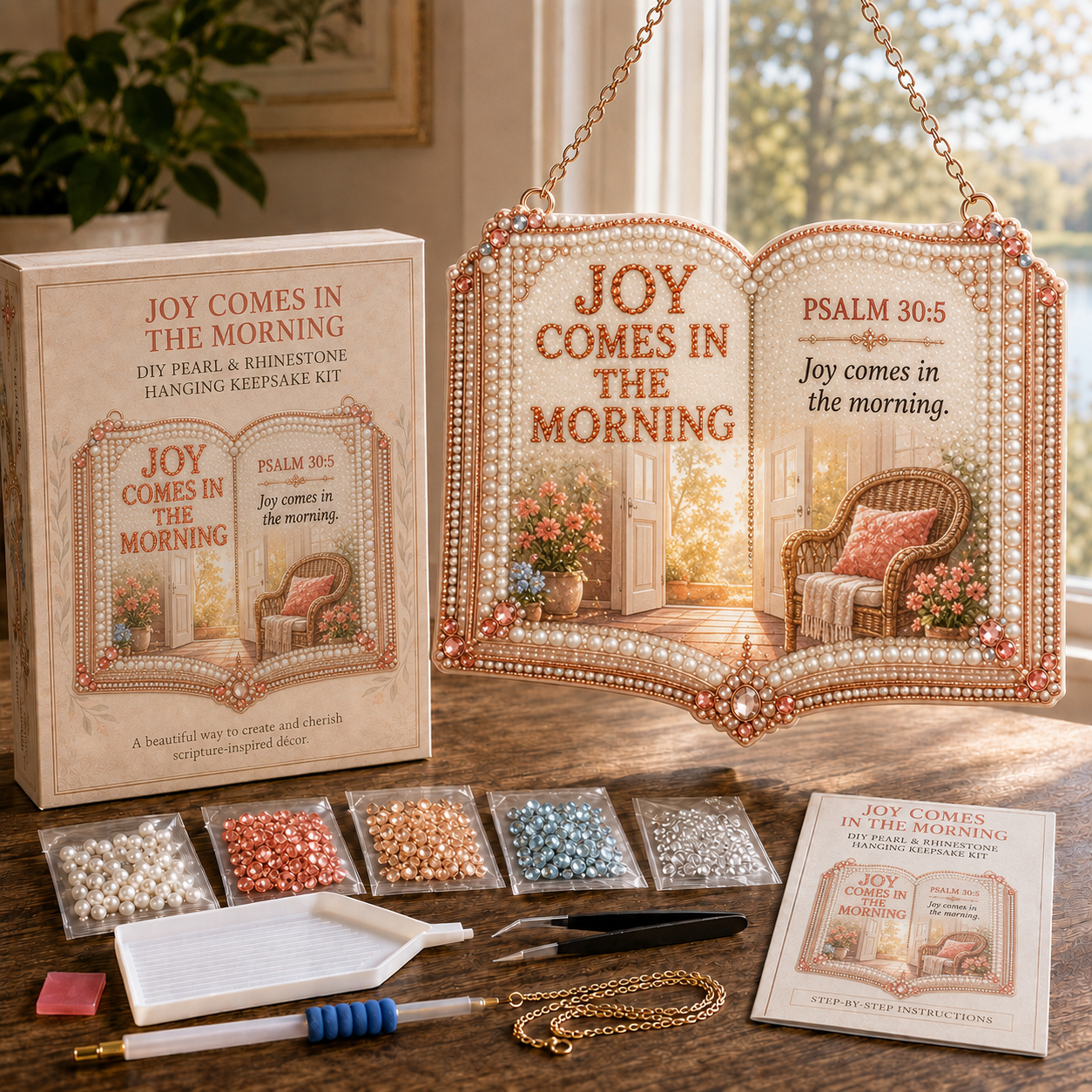📖 Psalms of Comfort & Strength Pearl & Rhinestone Book Hanging Keepsake Kit