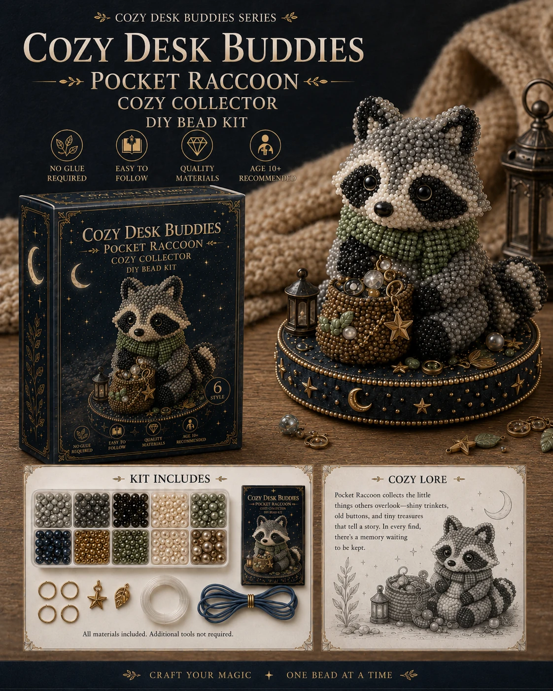 🧵 Cozy Desk Buddies DIY Bead Kit | Handmade Mini Desk Companion