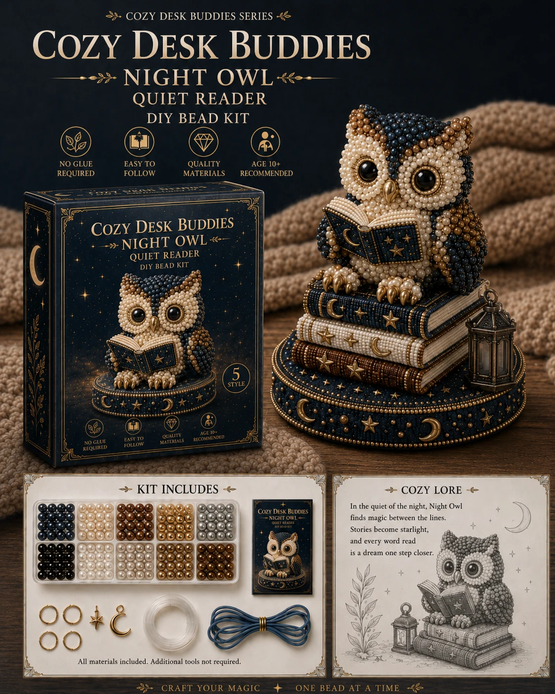 🧵 Cozy Desk Buddies DIY Bead Kit | Handmade Mini Desk Companion