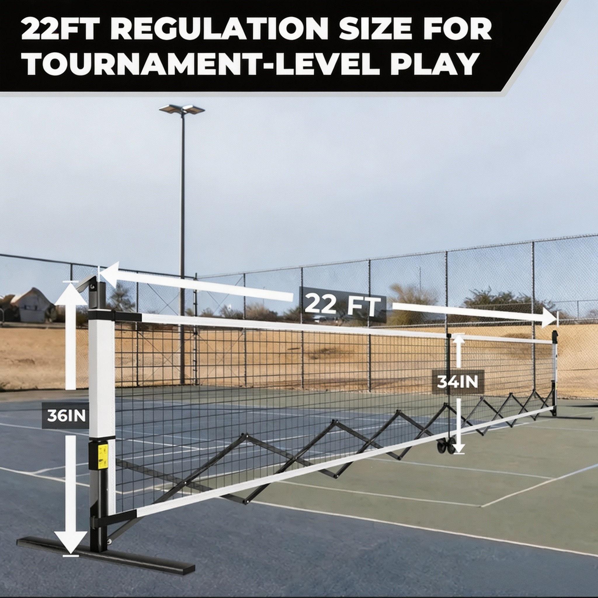 Portable Pickleball Net with 60-Second Setup, Collapsible Frame & Regulation-Size Court Design