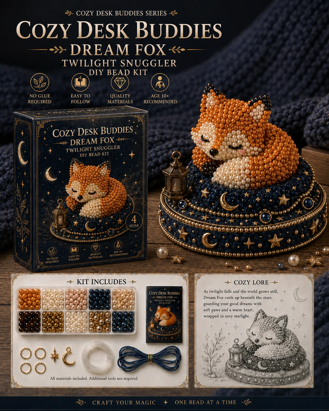 🧵 Cozy Desk Buddies DIY Bead Kit | Handmade Mini Desk Companion