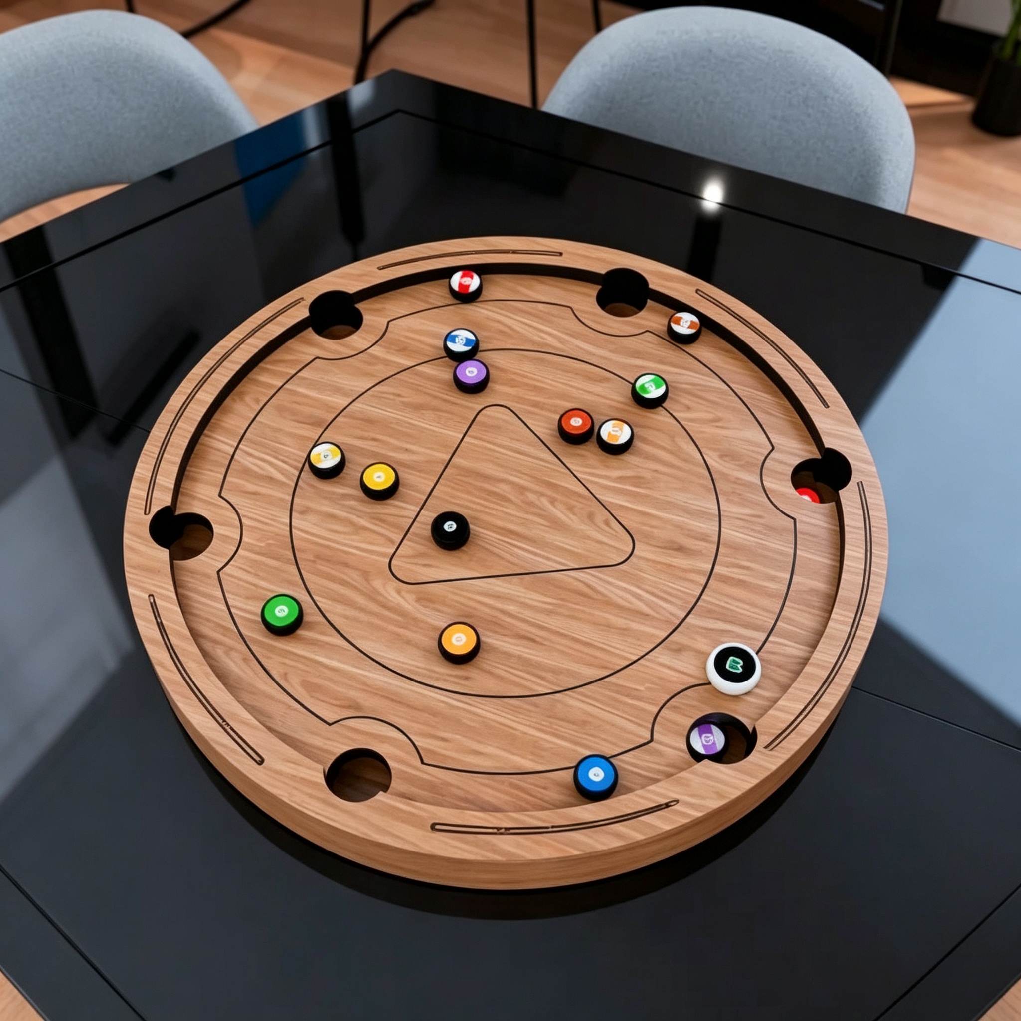 Portable Round Table-Top Pool Game