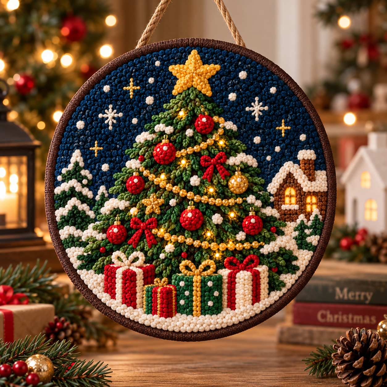 🎅 DIY Punch Needle Christmas Hanging Decor Kit