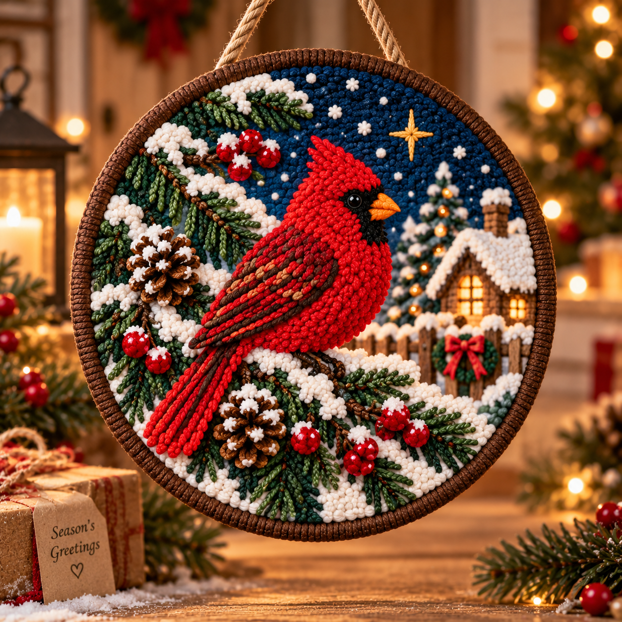 🐦 DIY Punch Needle Winter Woodland Hanging Decor Kit