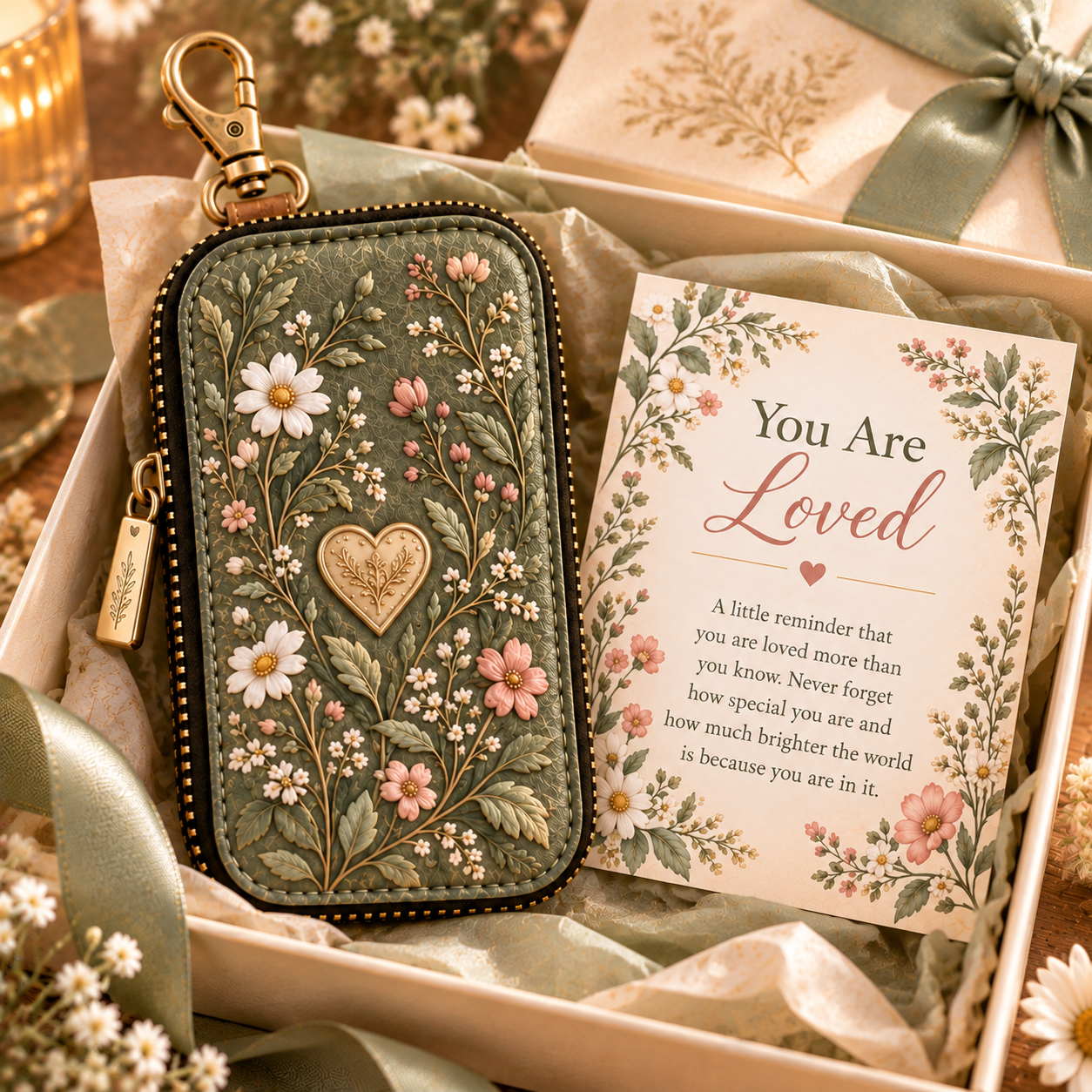 The Little Reminder Key Case Gift Set – Meaningful Key Pouch with Encouragement Card