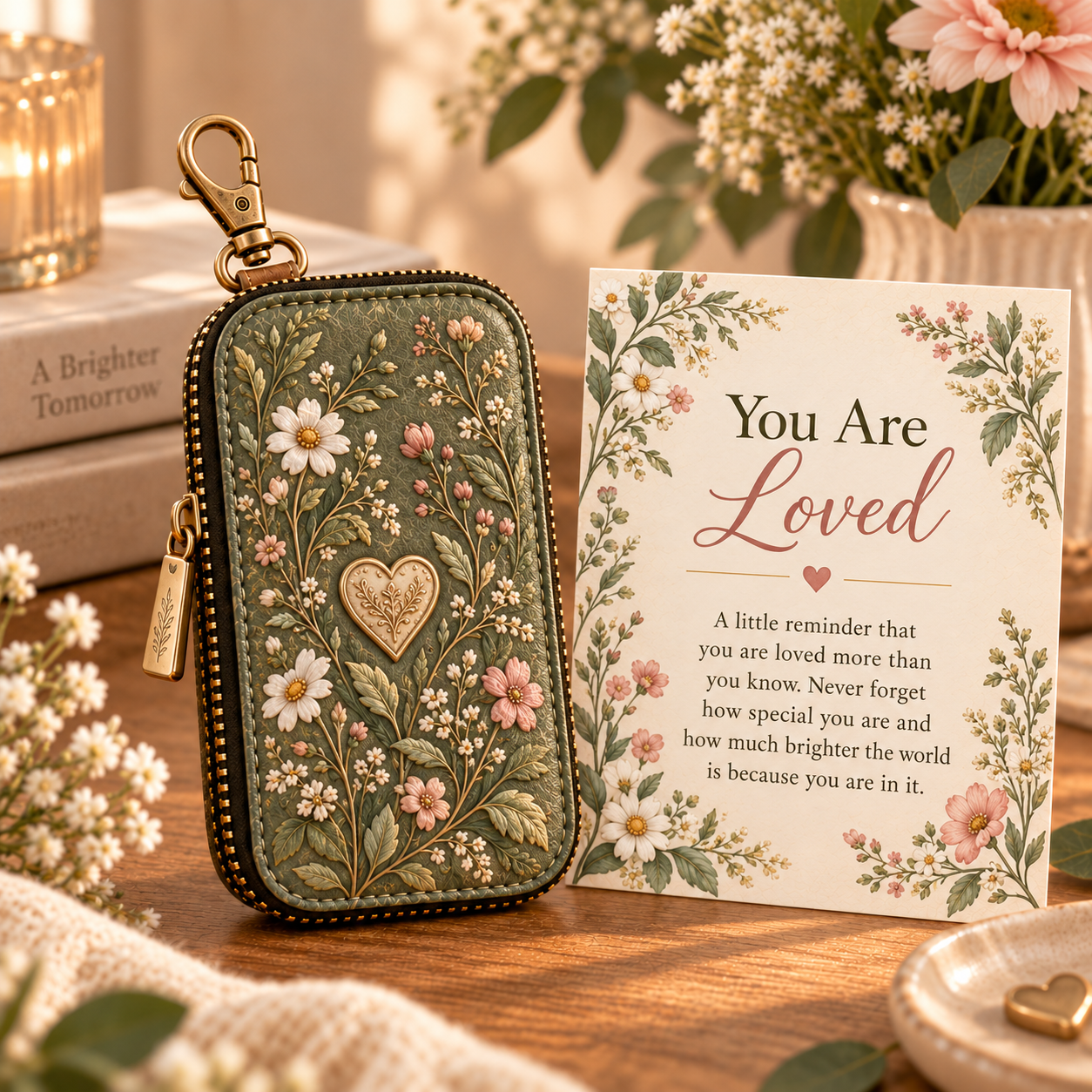 The Little Reminder Key Case Gift Set – Meaningful Key Pouch with Encouragement Card