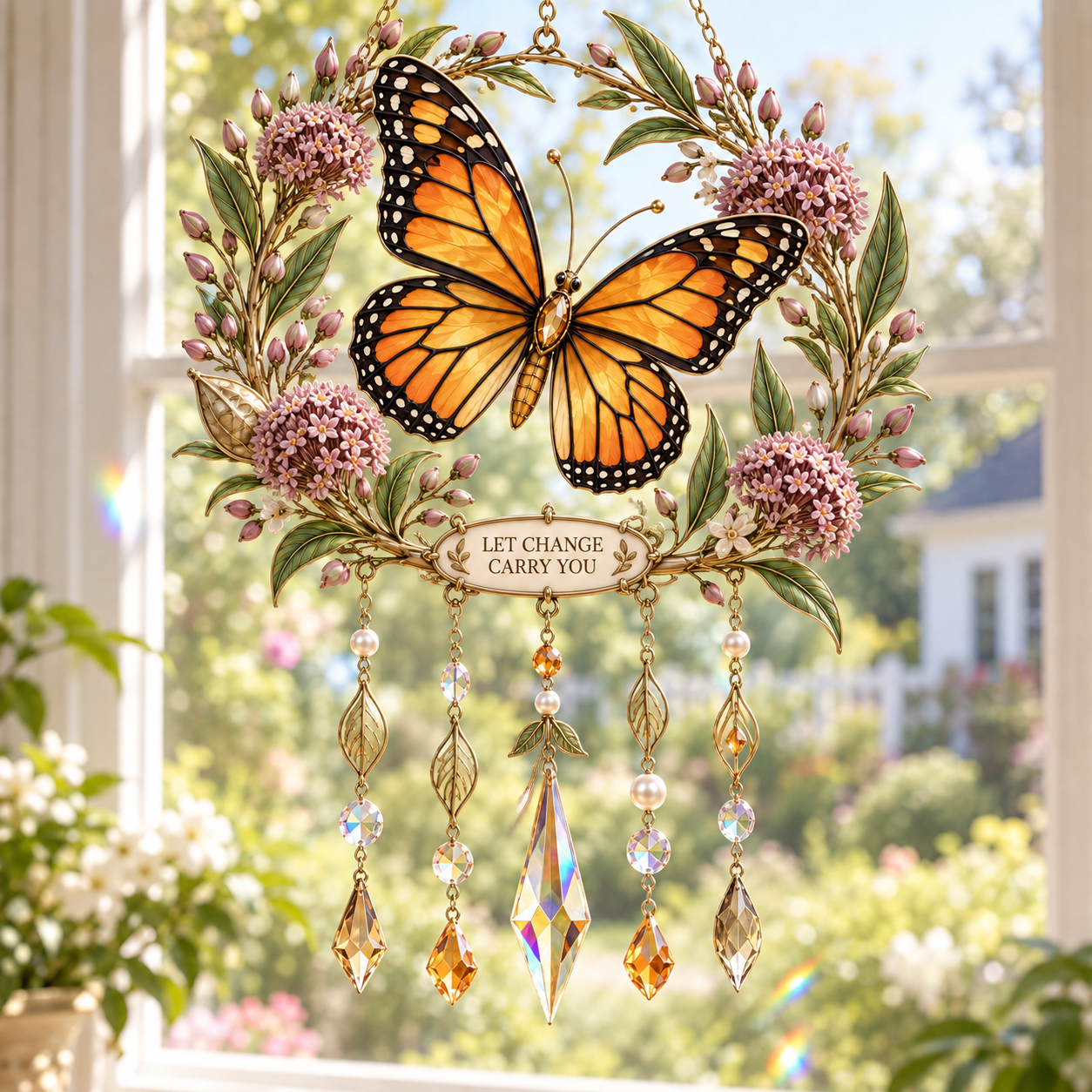 Winged Garden Jeweled Wind Chime Suncatcher