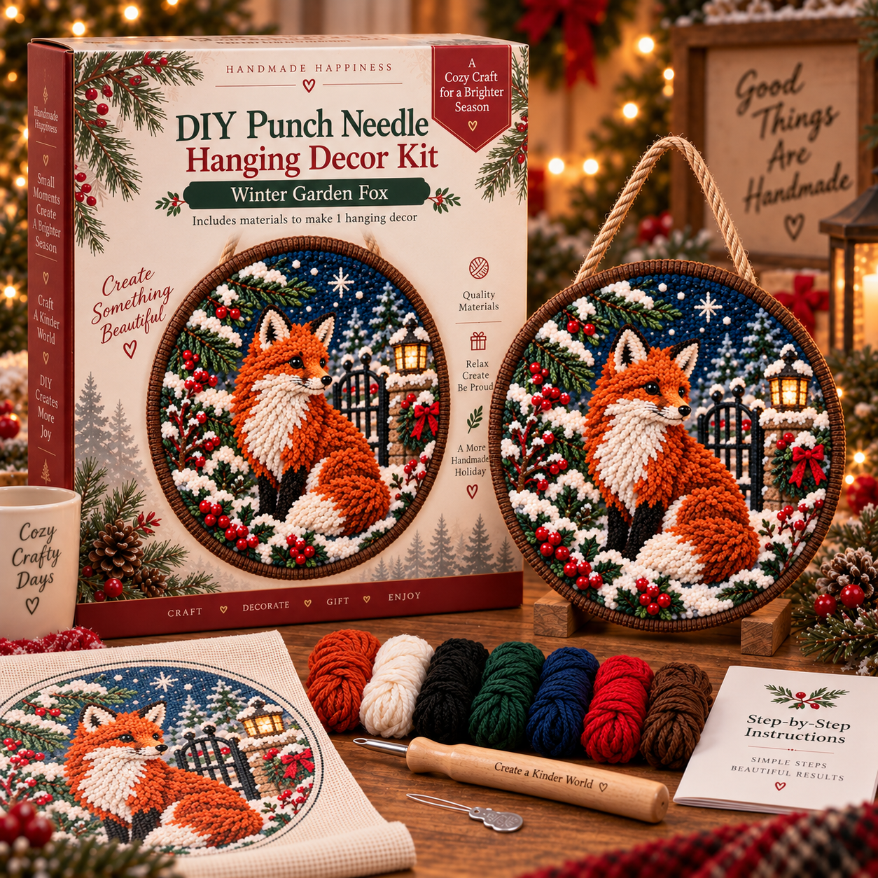 🐦 DIY Punch Needle Winter Woodland Hanging Decor Kit