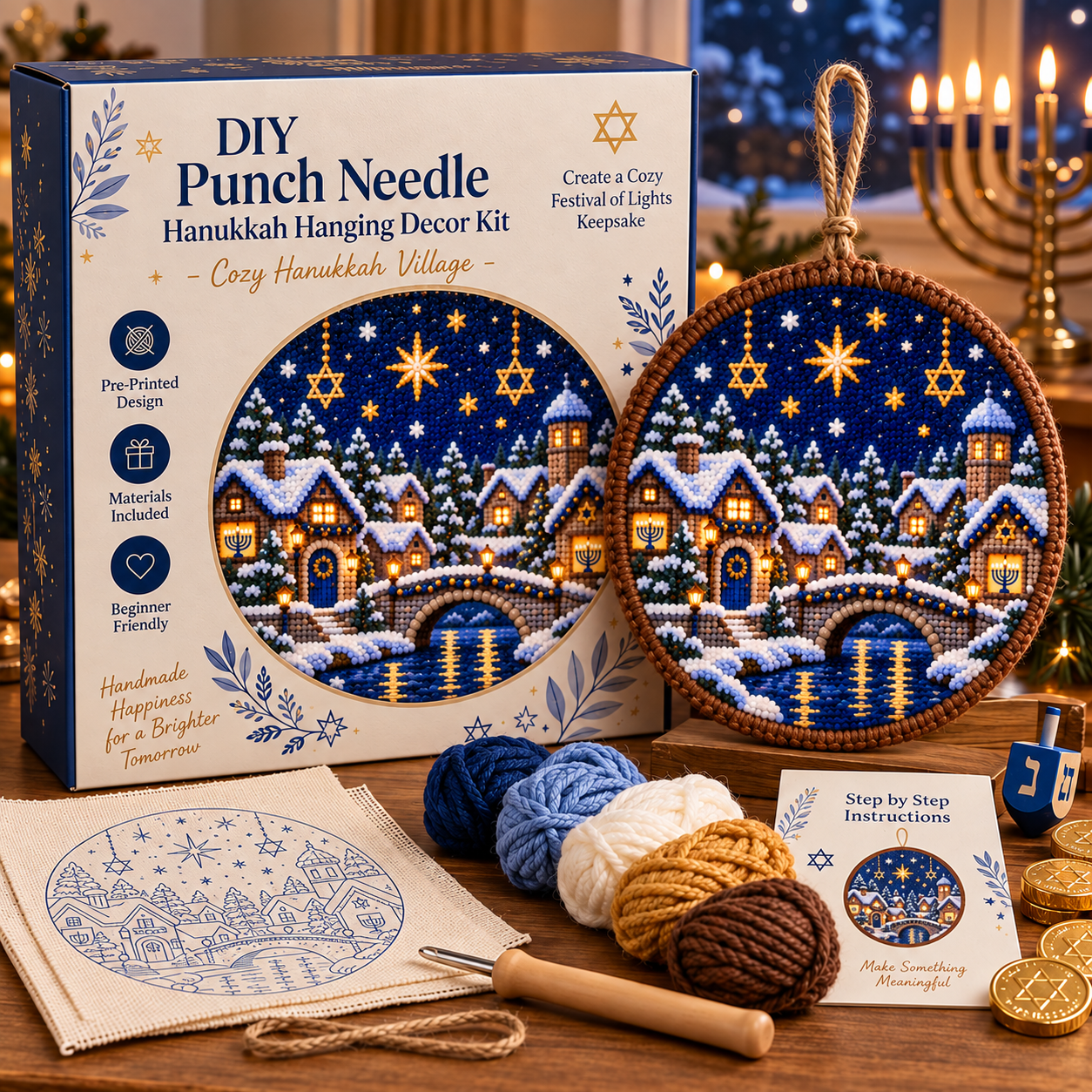 🕎 DIY Punch Needle Hanukkah Hanging Decor Kit