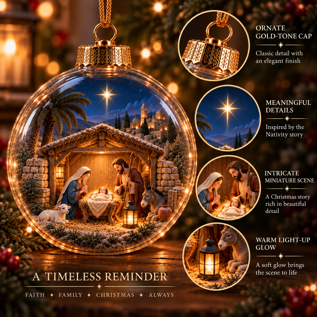 The Light of Christmas – Light-Up Christian Story Ornament Collection
