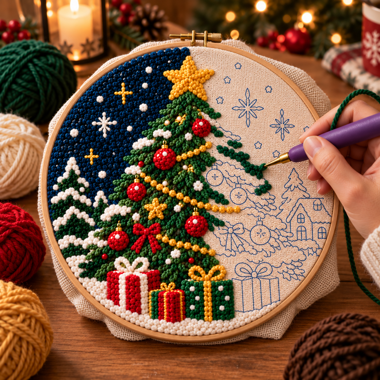 🎅 DIY Punch Needle Christmas Hanging Decor Kit