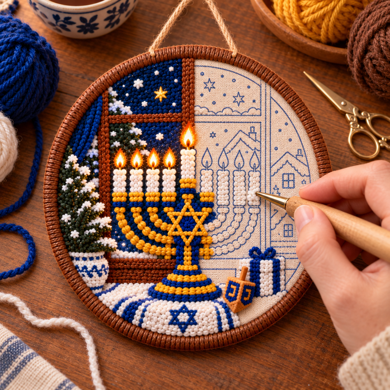 🕎 DIY Punch Needle Hanukkah Hanging Decor Kit