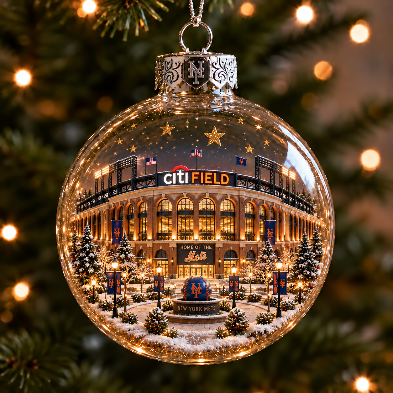 ⚾✨ Bring the Ballpark Home — Light-Up Baseball Stadium Christmas Ornament