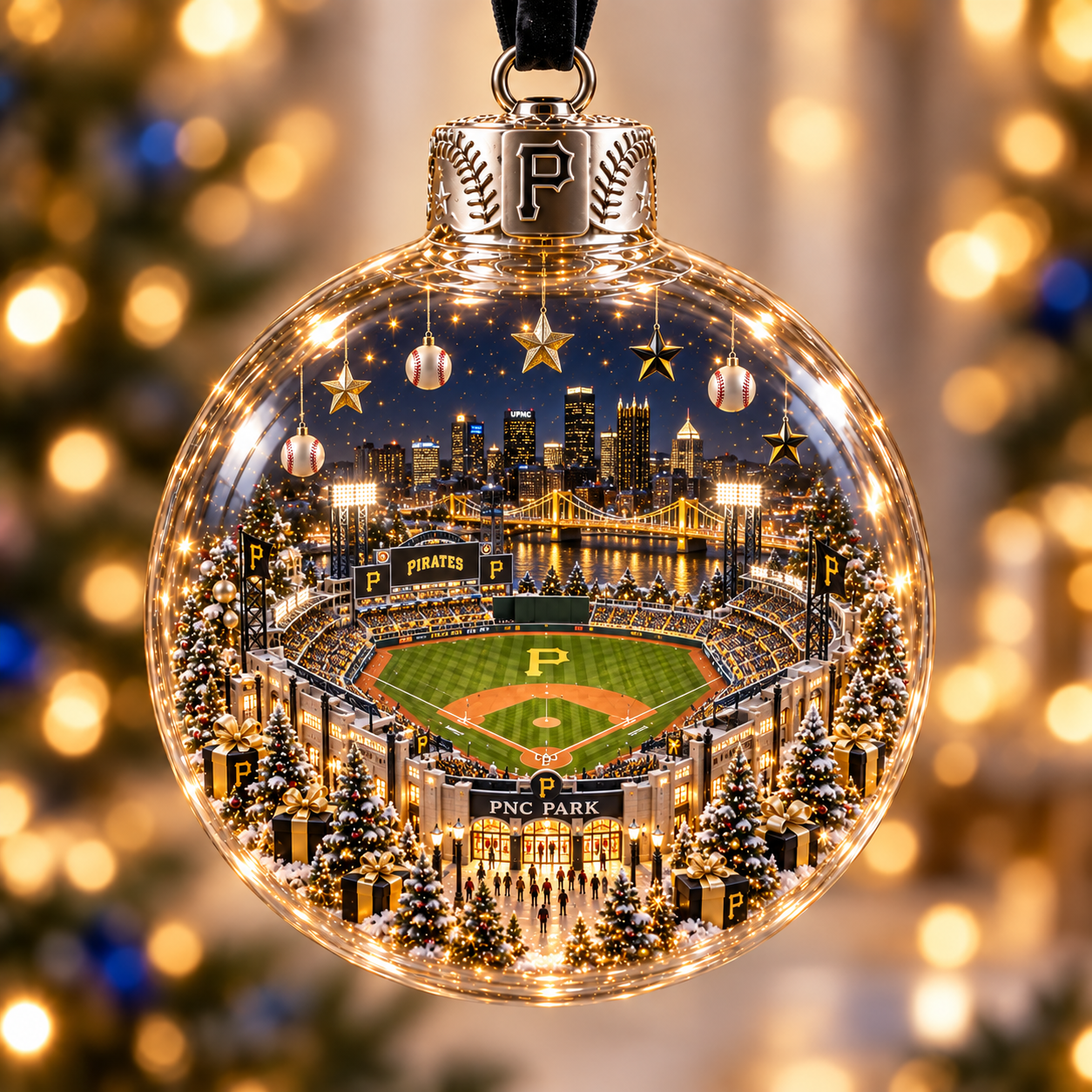 ⚾🎄 Light-Up Baseball Stadium Christmas Ornament