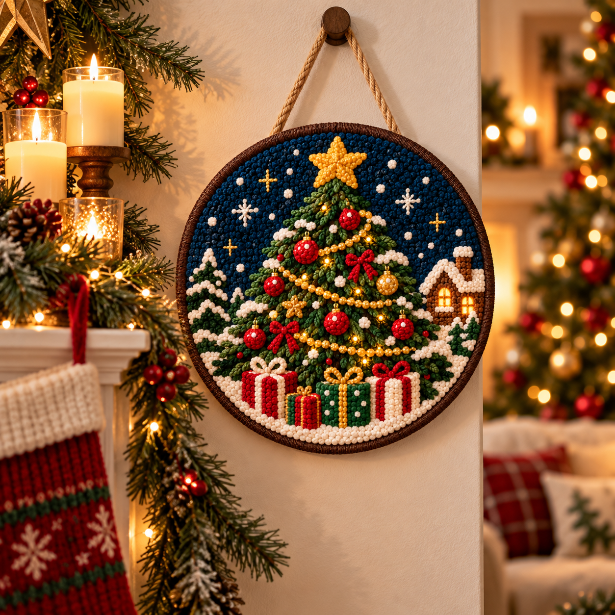 🎅 DIY Punch Needle Christmas Hanging Decor Kit