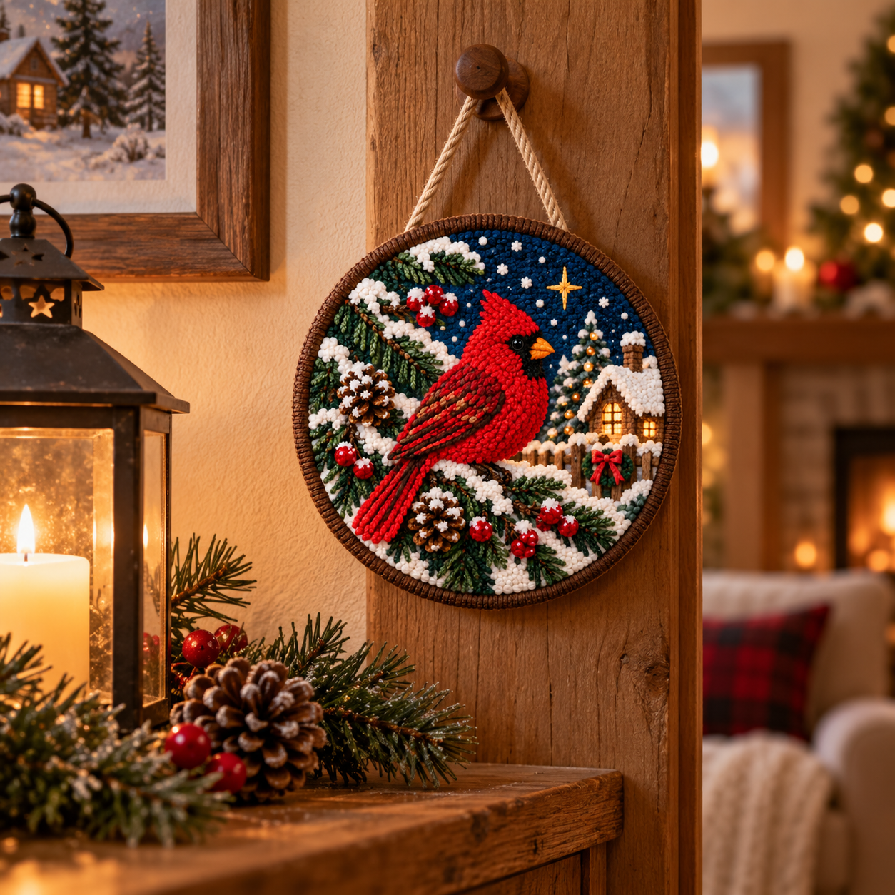🐦 DIY Punch Needle Winter Woodland Hanging Decor Kit