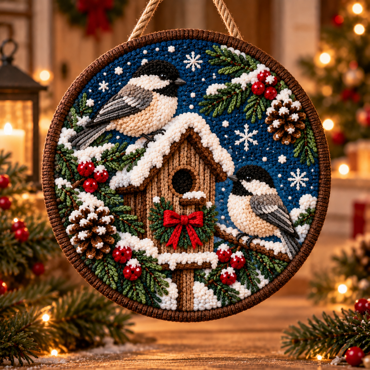 🐦 DIY Punch Needle Winter Woodland Hanging Decor Kit