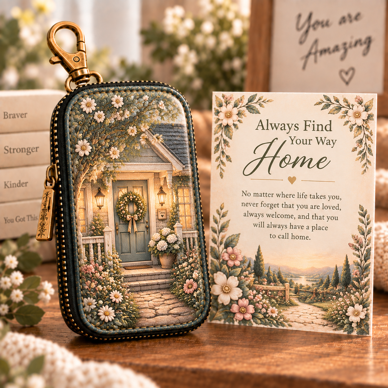 Wherever You Go Mother-Daughter Key Case Gift Set – Meaningful Keepsake with Message Card