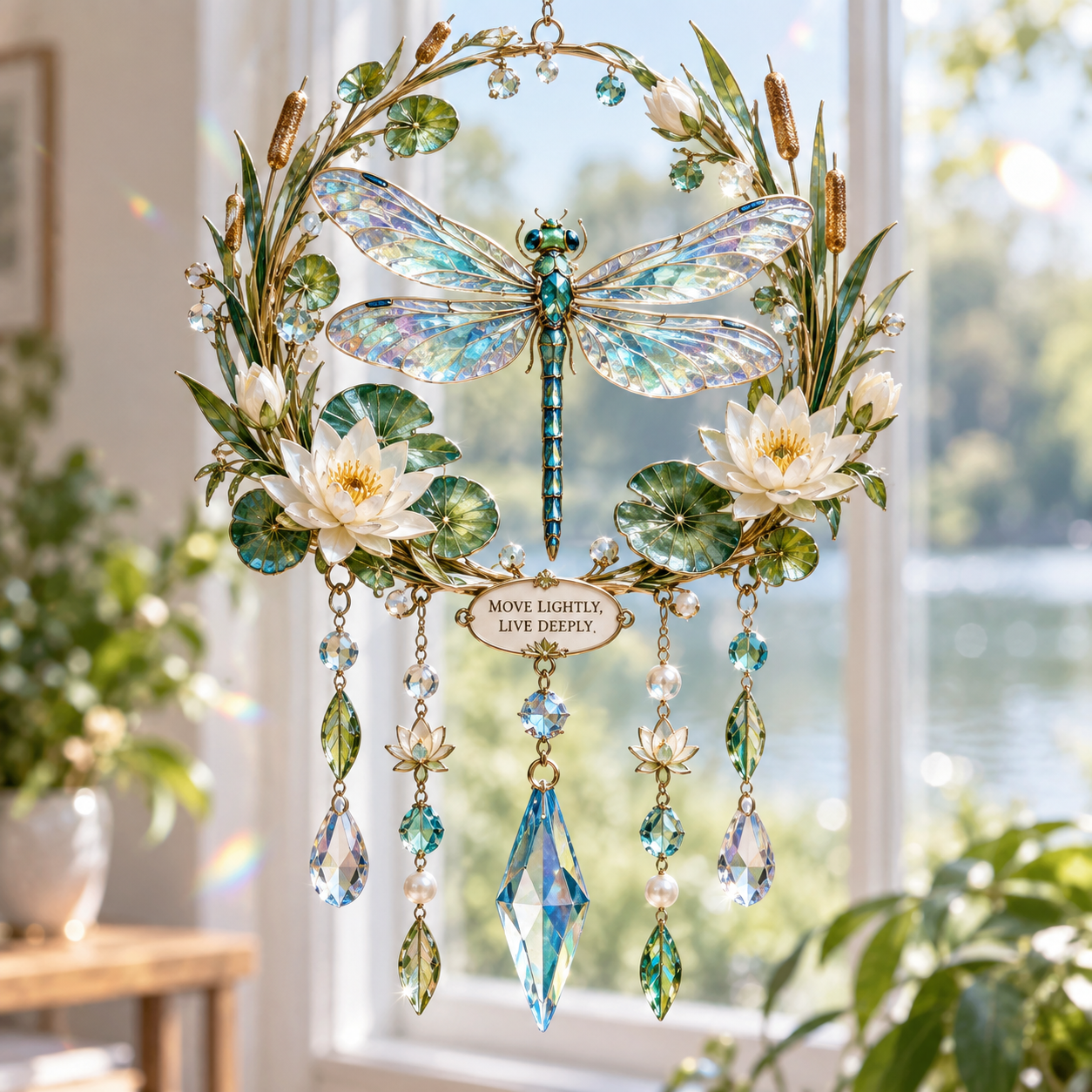 Winged Garden Jeweled Wind Chime Suncatcher