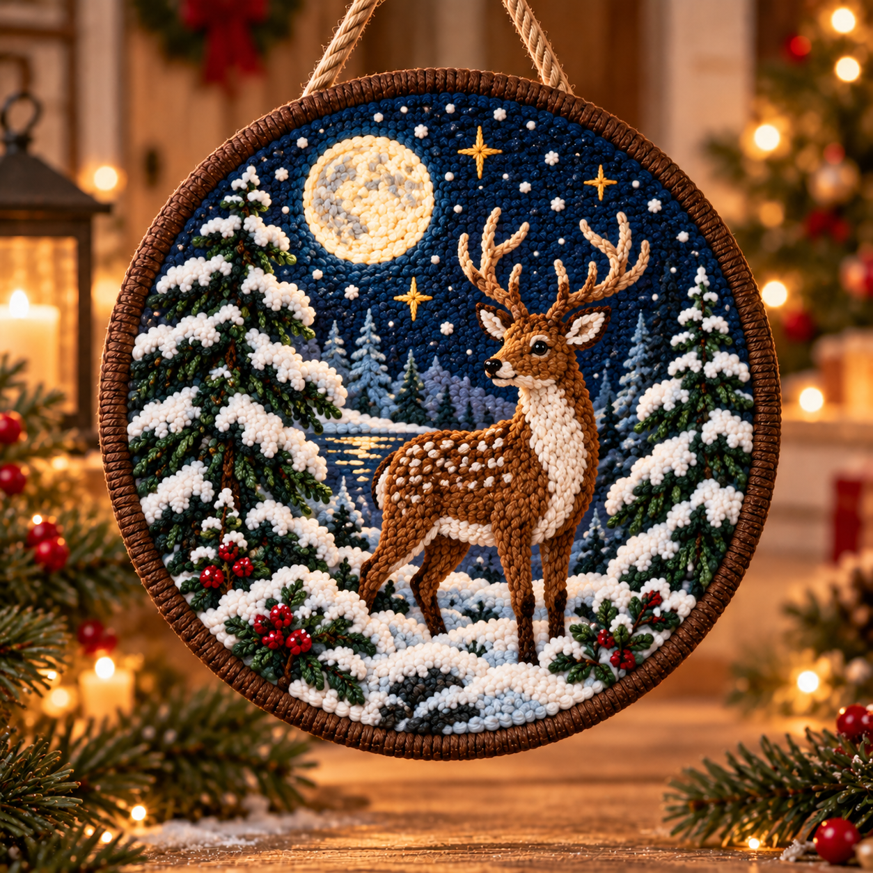 🐦 DIY Punch Needle Winter Woodland Hanging Decor Kit