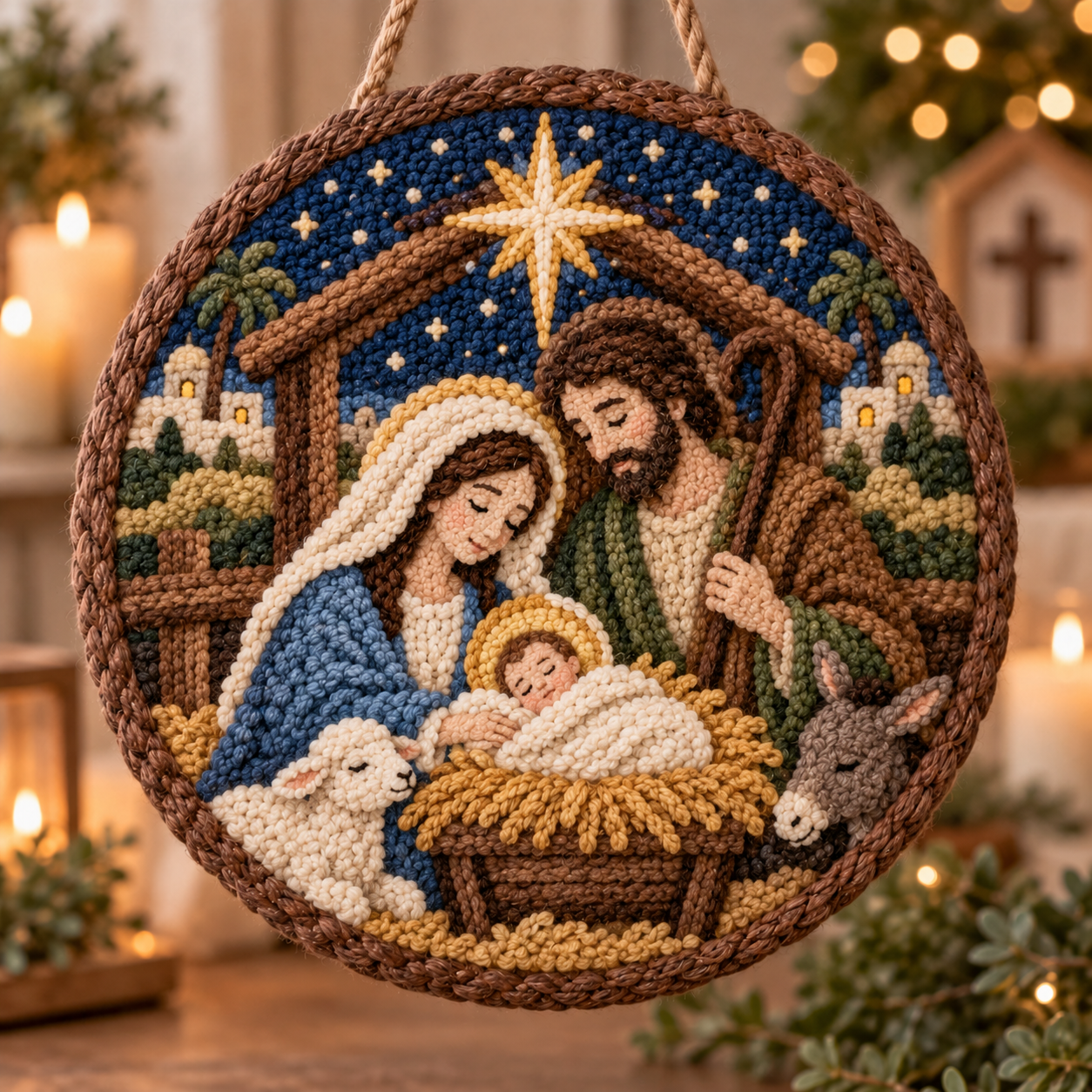 DIY Punch Needle Christian Christmas Hanging Decor Kit