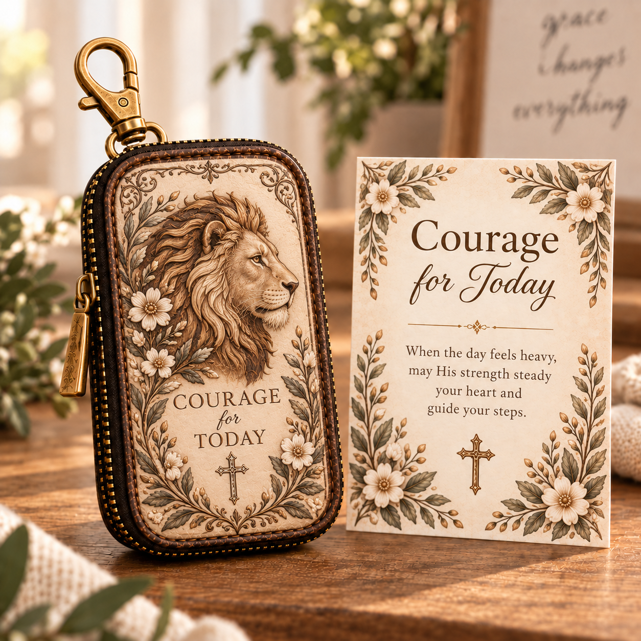 Faith Journey Key Case Gift Set – Christian Key Holder with Encouragement Card