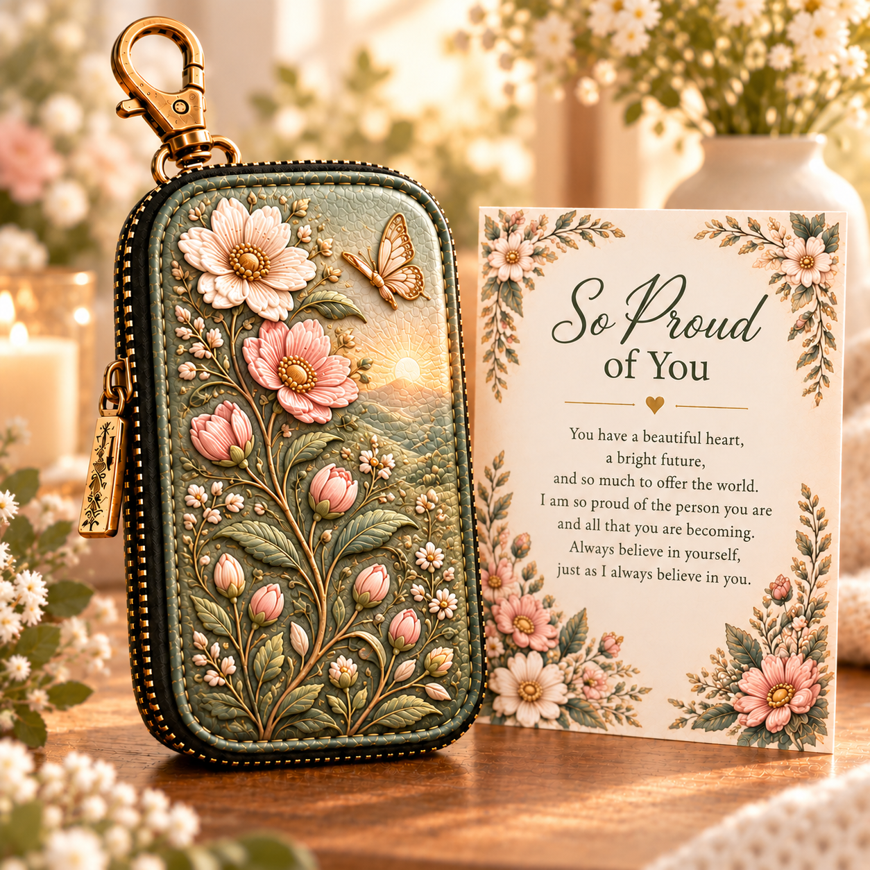 Wherever You Go Mother-Daughter Key Case Gift Set – Meaningful Keepsake with Message Card