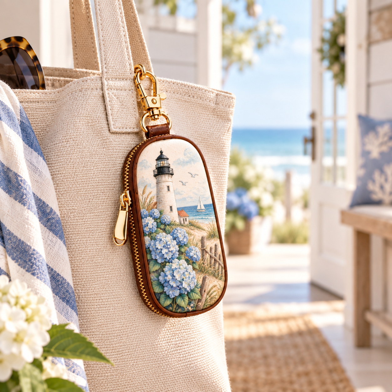 Coastal Escape Key Case – Seaside-Inspired Zippered Key Holder