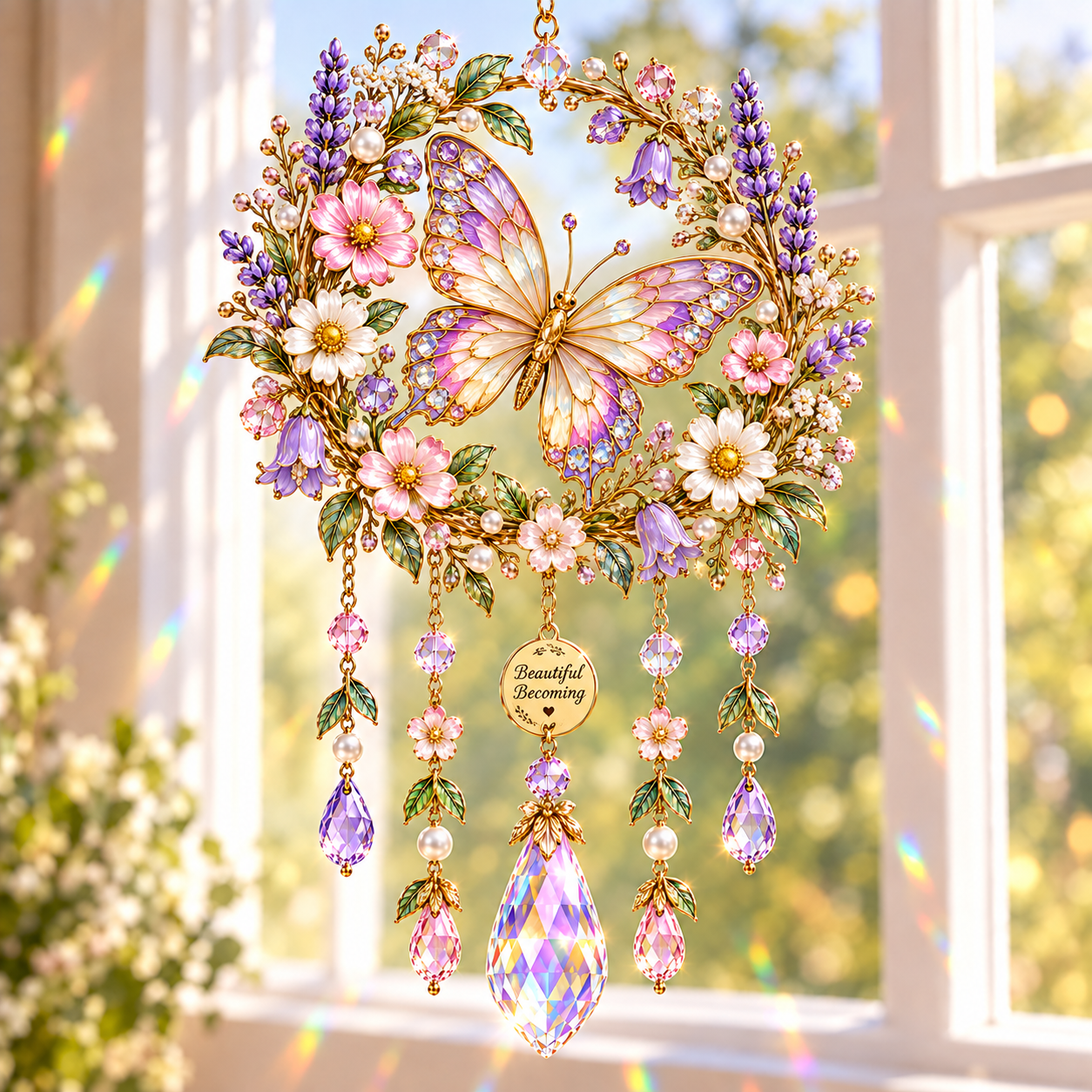 Jeweled Garden Wind Chime Suncatcher